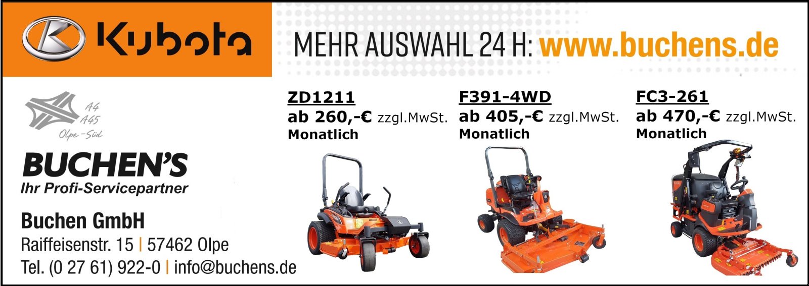 Großflächenmäher typu Kubota F391-4WD, Neumaschine w Olpe (Zdjęcie 2)