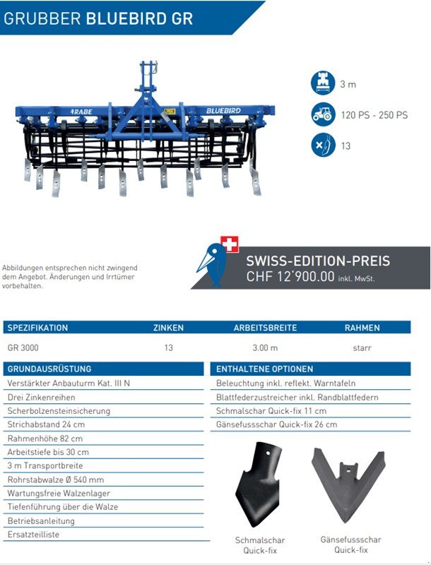 Grubber a típus Rabe GRUBBER BLUEBIRD GR, Neumaschine ekkor: Balterswil (Kép 1)