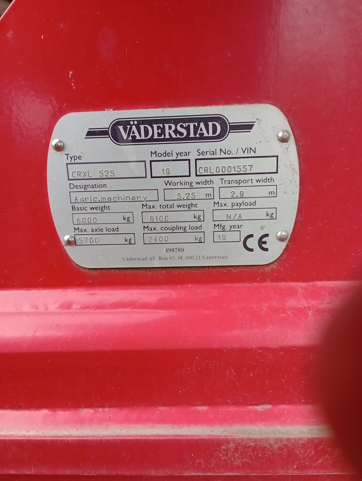 Grubber typu Väderstad CR525XL, Gebrauchtmaschine w Nitra (Zdjęcie 1)