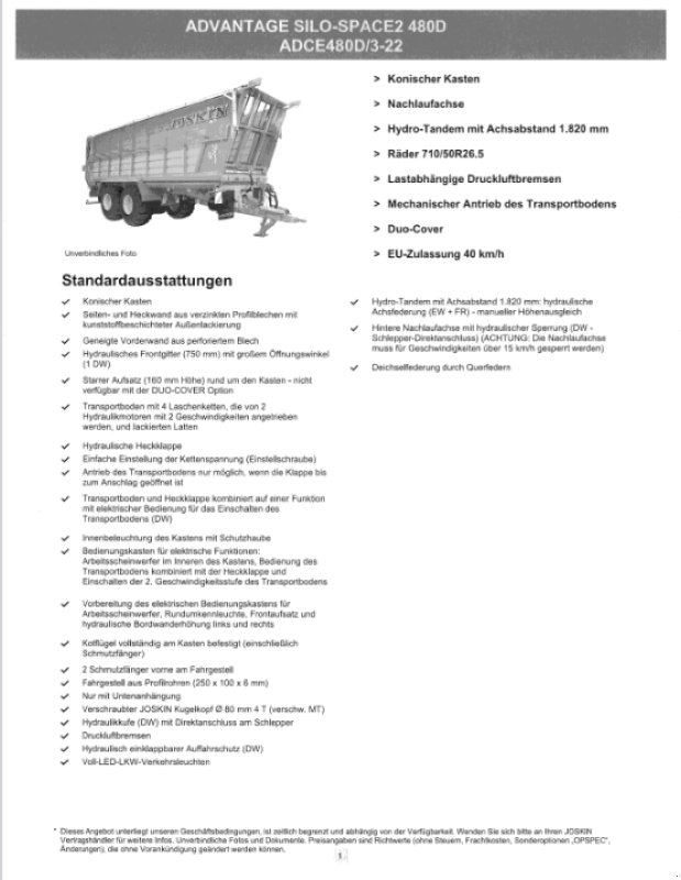 Häcksel Transportwagen typu Joskin Silospace 480D, Gebrauchtmaschine v Marktbreit (Obrázek 2)