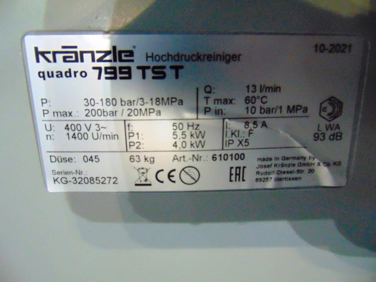 Hochdruckreiniger des Typs Kränzle quadro 799 tst, Neumaschine in Neukirchen am Walde  (Bild 6)