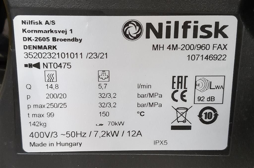 Hochdruckreiniger a típus Nilfisk 200/960 FAX, Gebrauchtmaschine ekkor: Horsens (Kép 4)