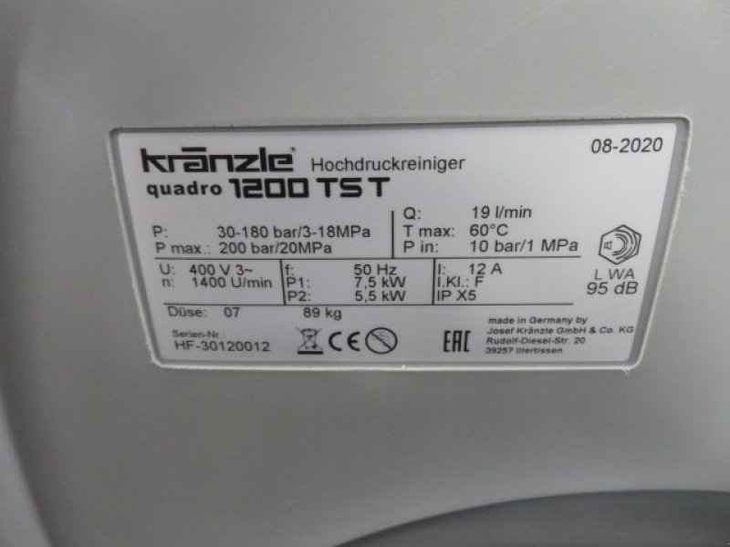 Hochdruckreiniger типа Sonstige Kranzle Quadro 1200tst, Neumaschine в Joure (Фотография 5)
