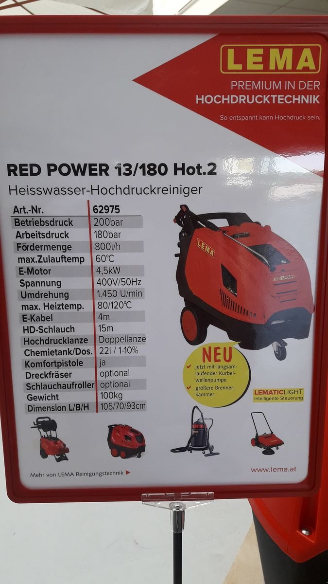 Hochdruckreiniger a típus Sonstige LEMA Hochdruckreinger Red Power 13/180 Hot.2, Neumaschine ekkor: Gerasdorf (Kép 5)