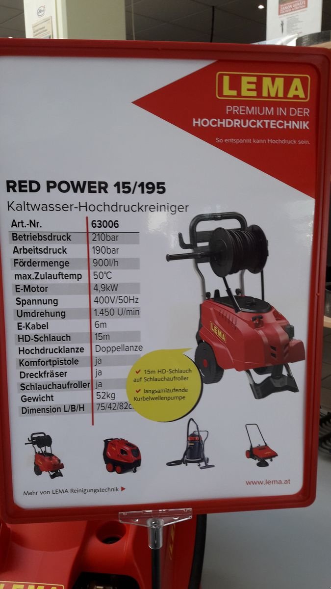 Hochdruckreiniger typu Sonstige LEMA Hochdruckreiniger Red Power 15/195, Neumaschine w Gerasdorf (Zdjęcie 4)