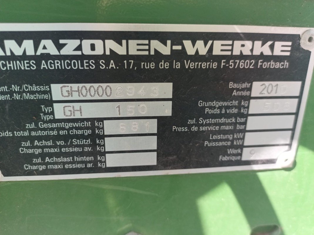 Hochgras/Wiesenmäher typu Amazone Grashopper 150, Gebrauchtmaschine v Liebenwalde (Obrázek 12)