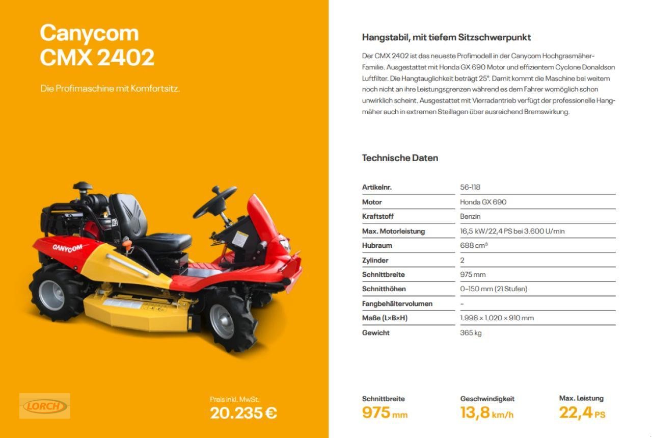Hochgras/Wiesenmäher des Typs Canycom CMX 2402 Allrad, Neumaschine in Trochtelfingen (Bild 2)