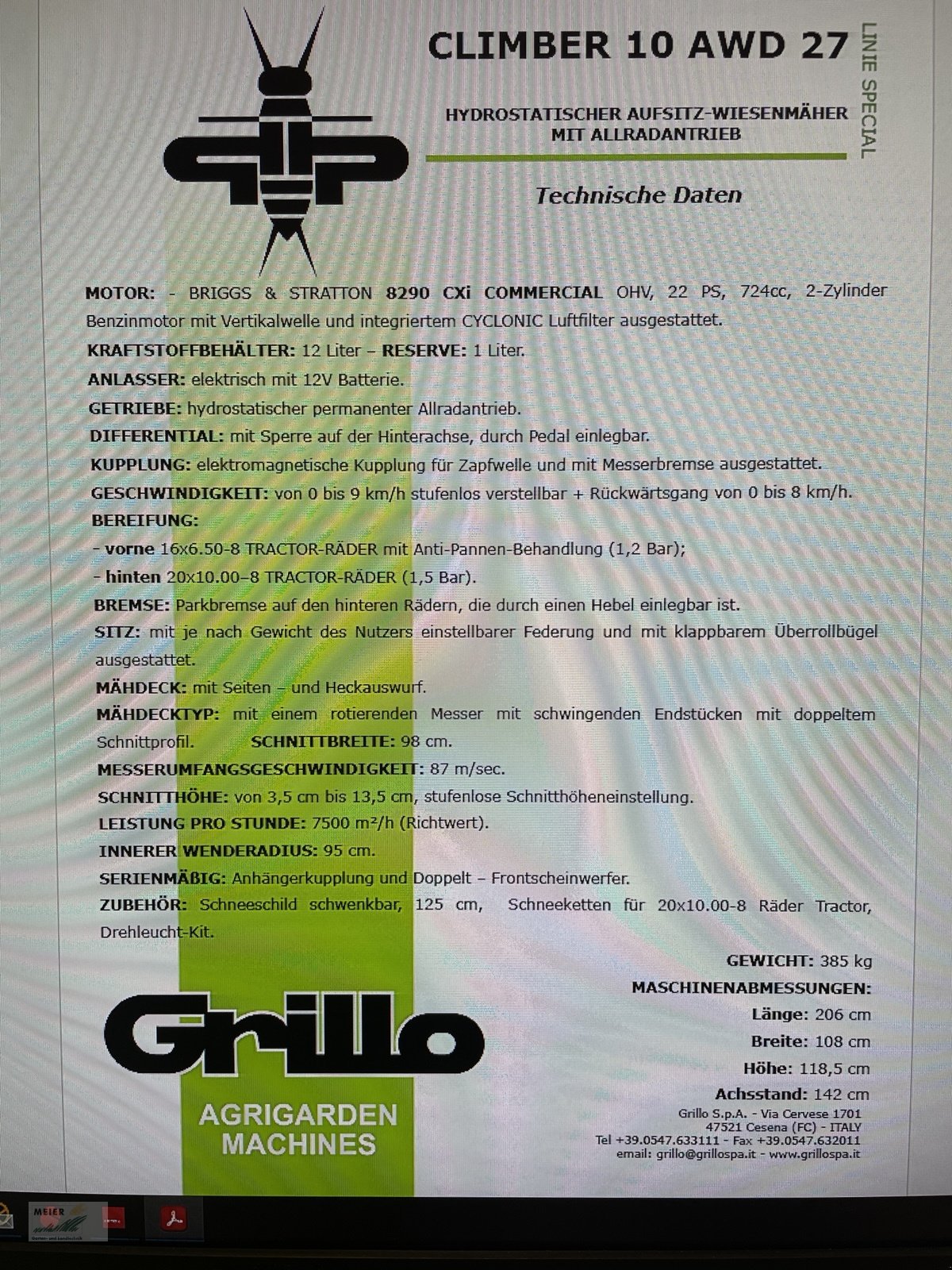 Hochgras/Wiesenmäher typu Grillo Climber 10.27 AWD, Neumaschine v Hersbruck (Obrázek 2)