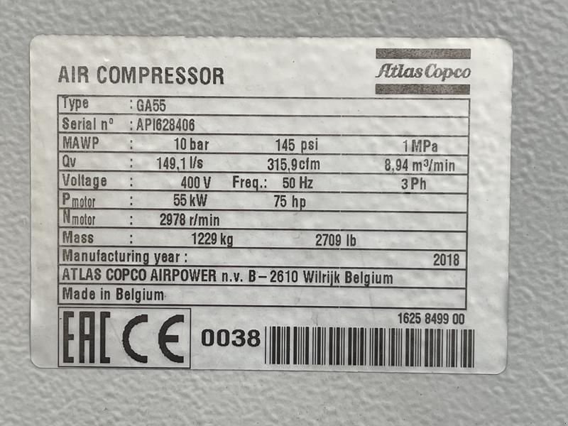 Hof-Kompressor tipa Atlas Copco GA 55, Gebrauchtmaschine u Waregem (Slika 8)