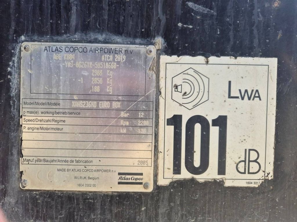 Hof-Kompressor tipa Atlas Copco XAHS236MD EURO BOX, Gebrauchtmaschine u Antwerpen (Slika 5)