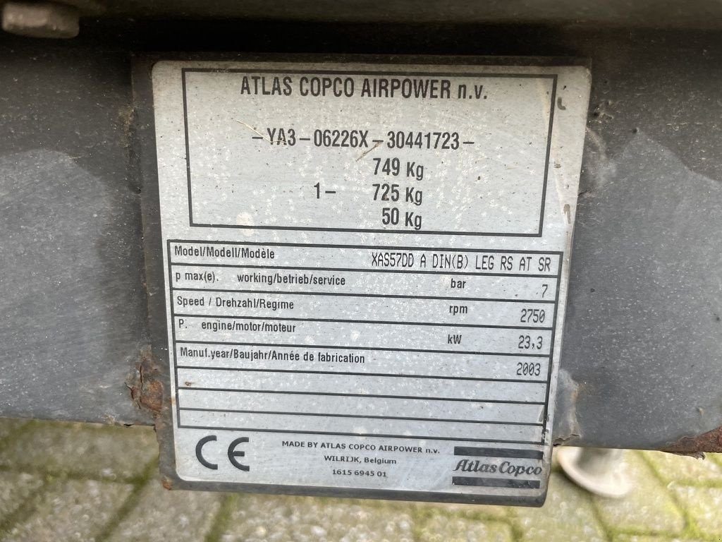 Hof-Kompressor des Typs Atlas Copco XAS 57 DD mobiele compressor, Gebrauchtmaschine in Neer (Bild 11)
