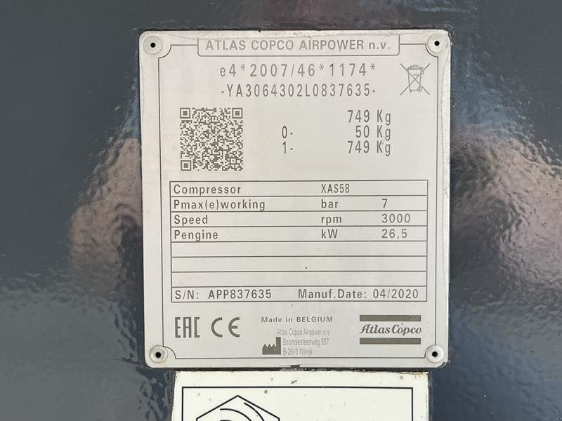 Hof-Kompressor от тип Atlas Copco XAS 58 KD, Gebrauchtmaschine в Waregem (Снимка 7)