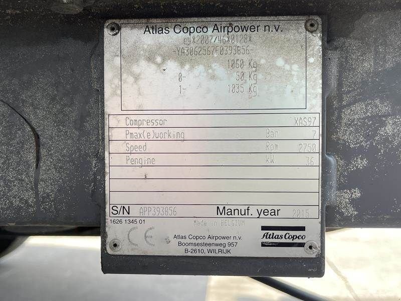 Hof-Kompressor a típus Atlas Copco XAS 97 DD - N, Gebrauchtmaschine ekkor: Waregem (Kép 5)