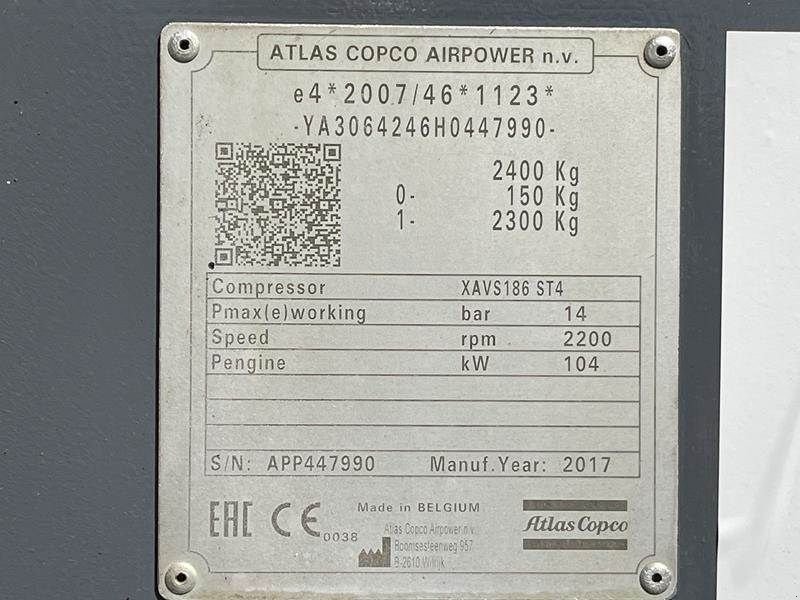 Hof-Kompressor типа Atlas Copco XAVS 186 JD - N, Gebrauchtmaschine в Waregem (Фотография 5)