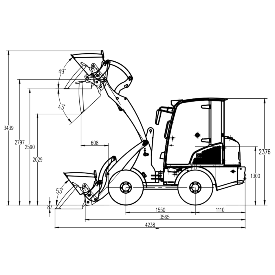 Hoflader des Typs AGROX OX1090 mit Kabine, Neumaschine in Arbing (Bild 4)