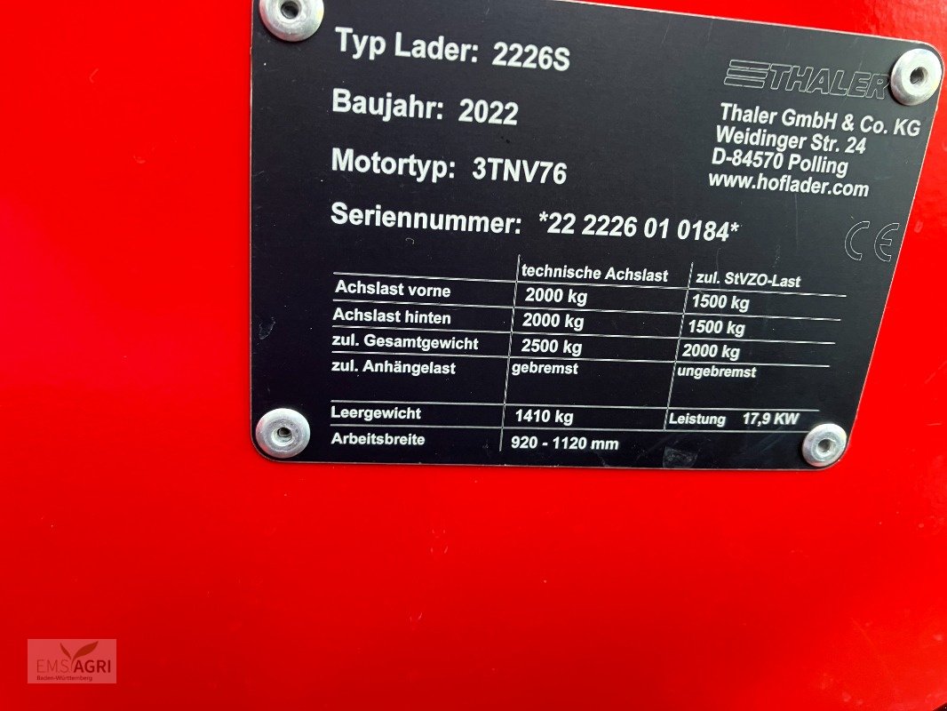 Hoflader typu Thaler 2226S, Neumaschine w Vöhringen (Zdjęcie 7)