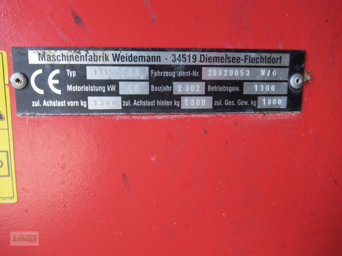 Hoflader typu Weidemann  1115 P22, Gebrauchtmaschine w Kaumberg (Zdjęcie 3)