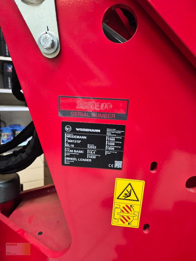 Hoflader Türe ait Weidemann  1140 Basicline, Neumaschine içinde Reinheim (resim 4)