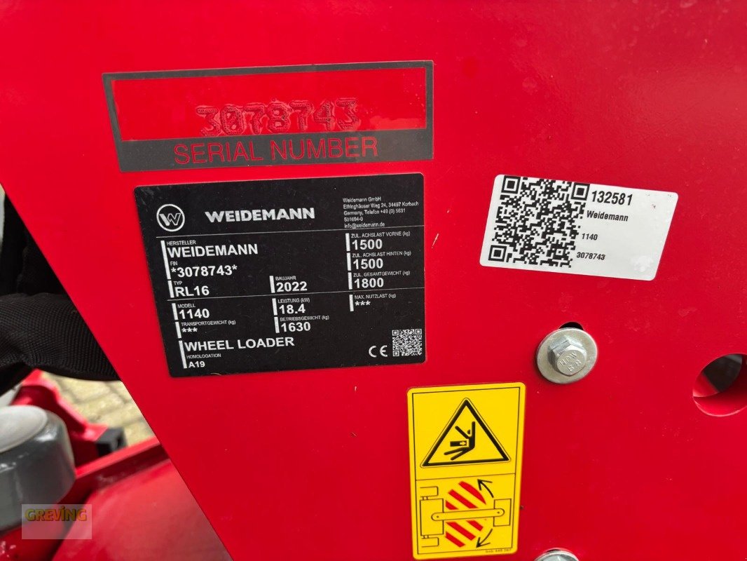 Hoflader Türe ait Weidemann  1140, Gebrauchtmaschine içinde Ahaus (resim 13)