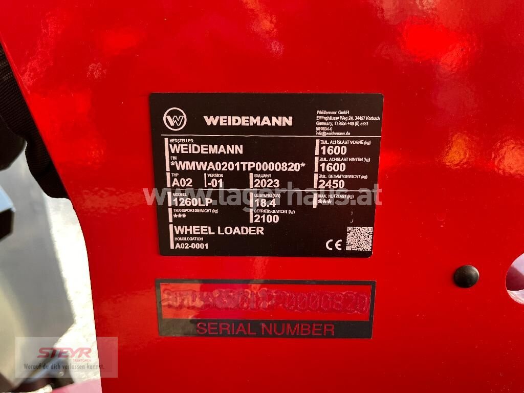 Hoflader typu Weidemann  1260 LP 25PS AUSSTELLUNGSMASCHINE, Neumaschine w Kilb (Zdjęcie 6)