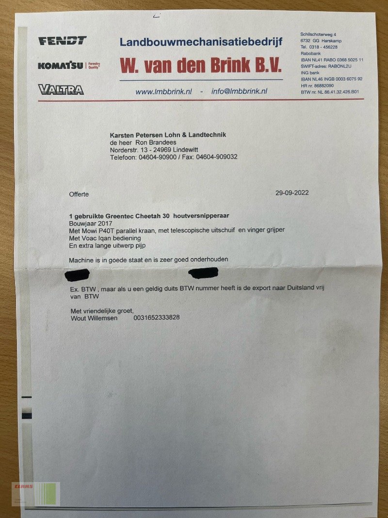 Holzhacker & Holzhäcksler tipa Greentec Cheetah 30 + Mowi FTG "P40T" Greifarm, Gebrauchtmaschine u Risum-Lindholm (Slika 15)