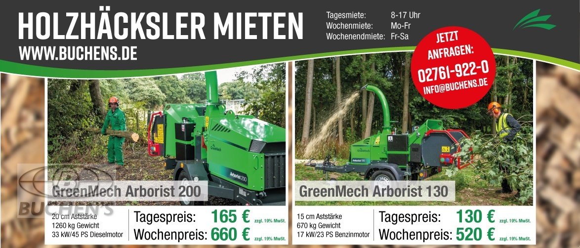 Holzhäcksler & Buschhacker des Typs GreenMech Arborist130, Mietmaschine in Olpe (Bild 2)