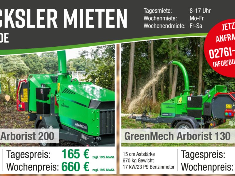 Holzhäcksler & Buschhacker типа GreenMech Arborist130, Mietmaschine в Olpe (Фотография 1)