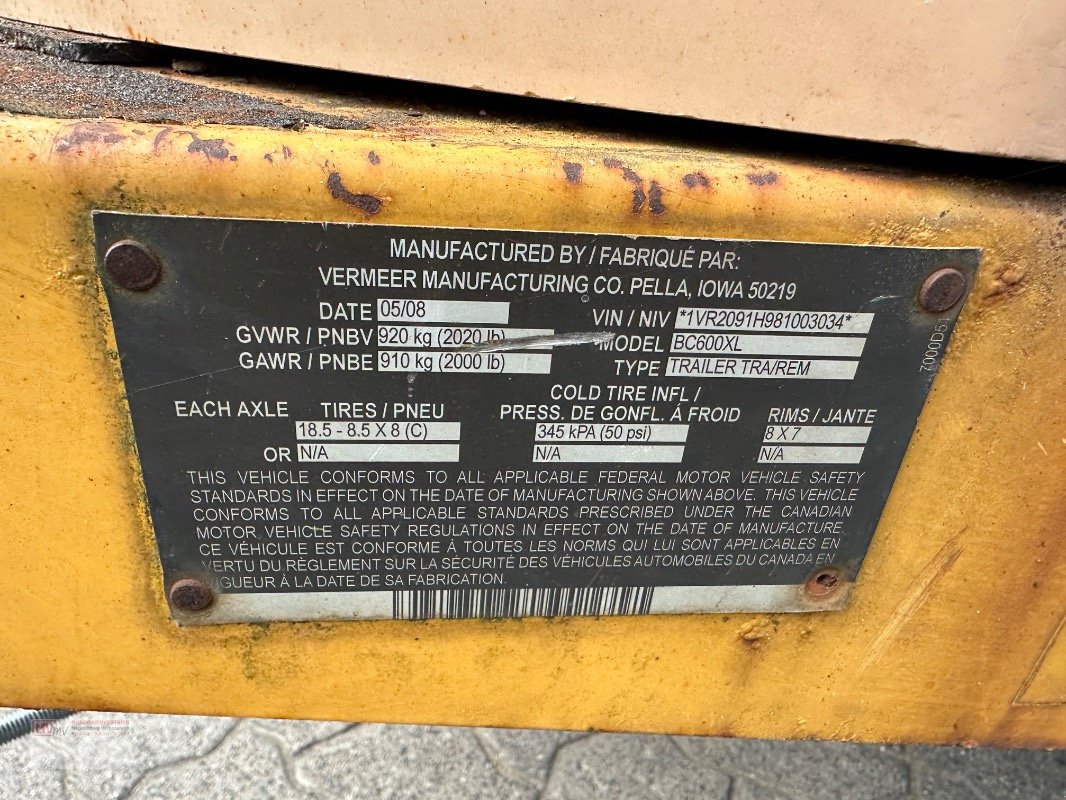 Holzhäcksler & Buschhacker des Typs Vermeer BC 600XL, Neumaschine in Neubrandenburg (Bild 9)