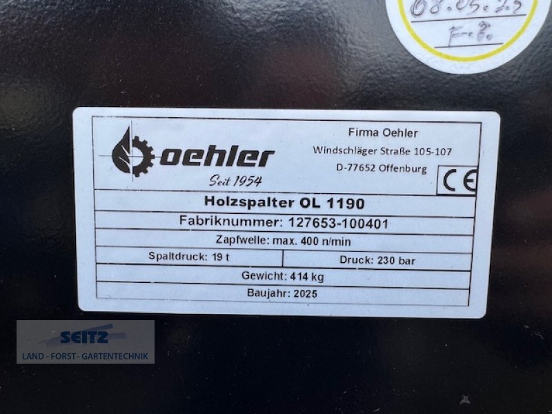 Holzspalter des Typs Oehler OL 1190, Neumaschine in Lindenfels-Glattbach (Bild 2)