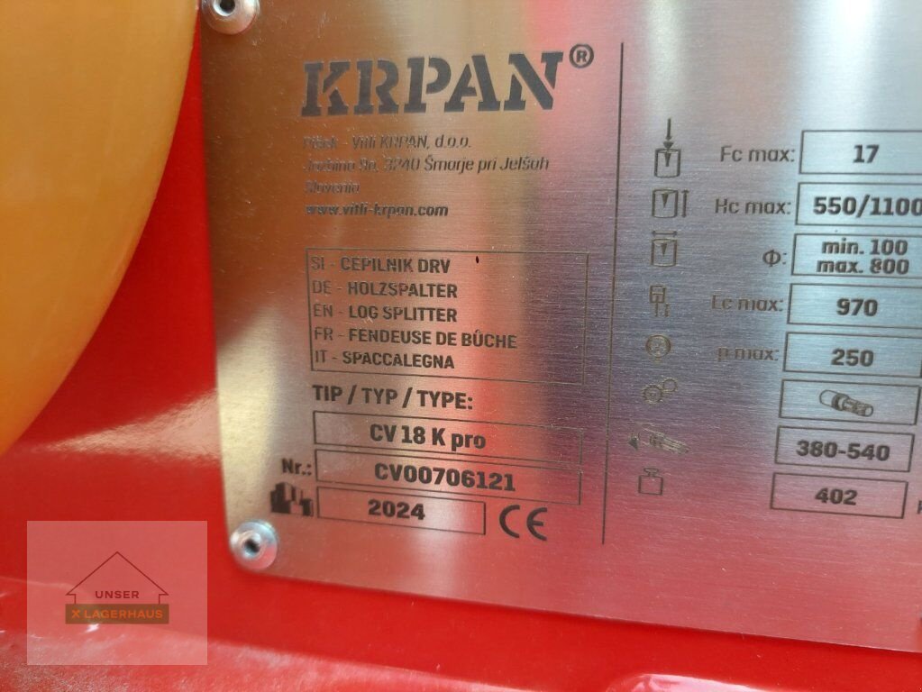 Holzspalter типа Sonstige KRPAN CV 18 K PRO, Neumaschine в Haag (Фотография 2)