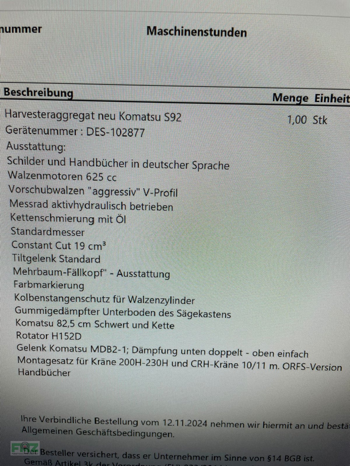 Holzvollernter typu Komatsu S92, Gebrauchtmaschine w Leinburg (Zdjęcie 6)