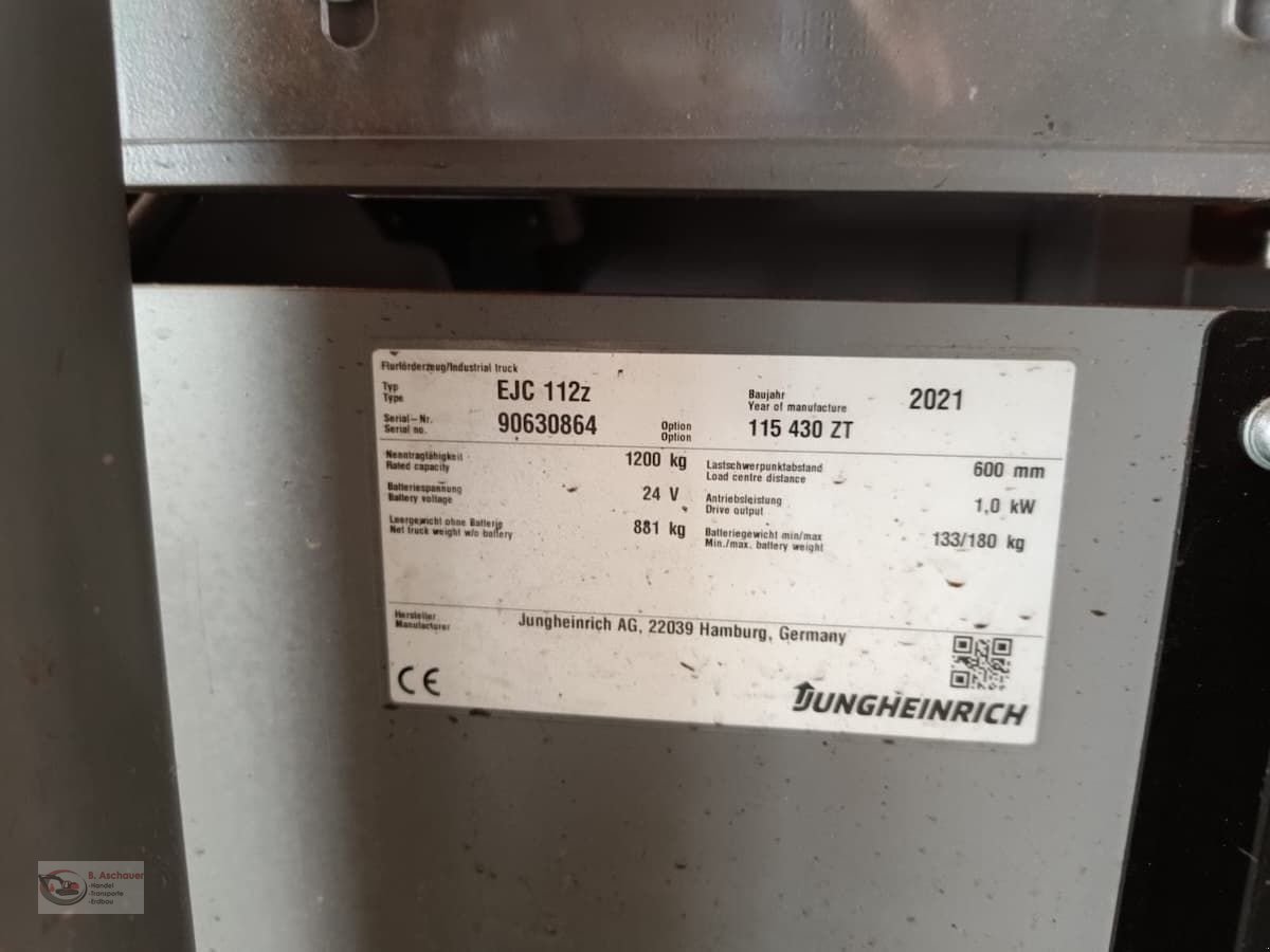 Hubgerüst του τύπου Jungheinrich EJC 112z – Elektro-Deichselstapler, Gebrauchtmaschine σε Dimbach (Φωτογραφία 10)