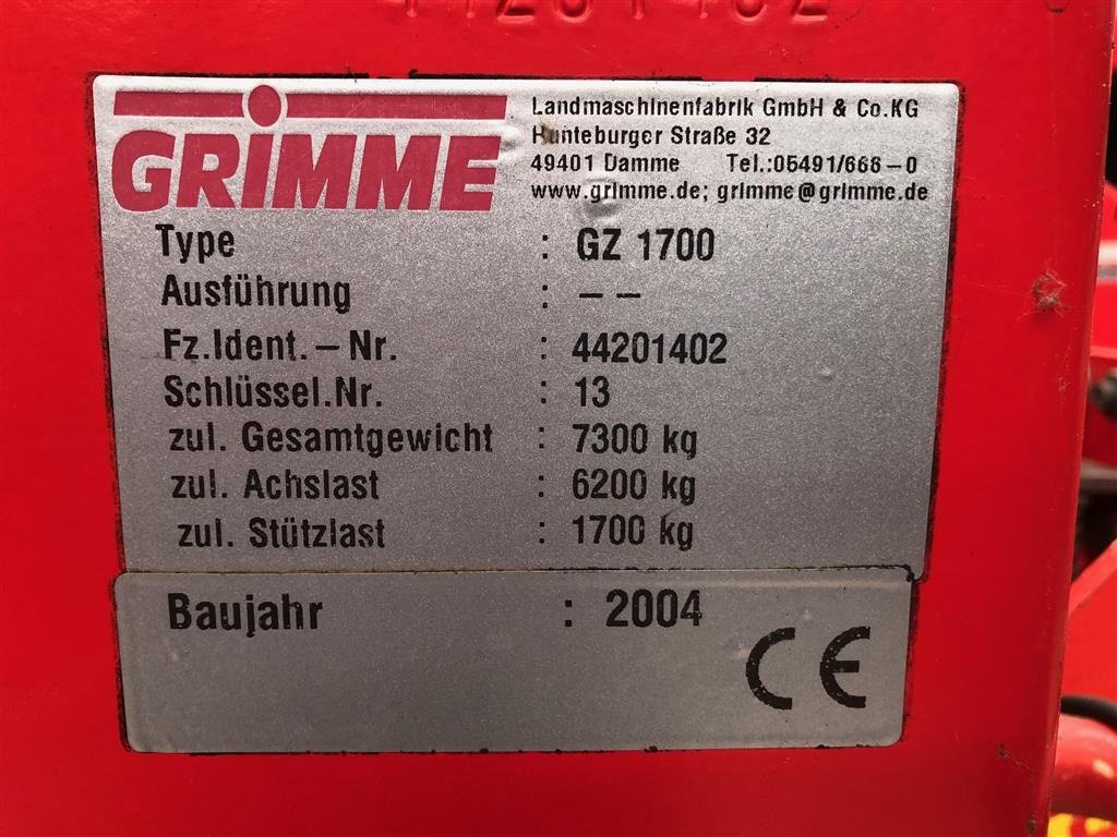Kartoffelvollernter Türe ait Grimme GZ 1700, Gebrauchtmaschine içinde Brønderslev (resim 10)