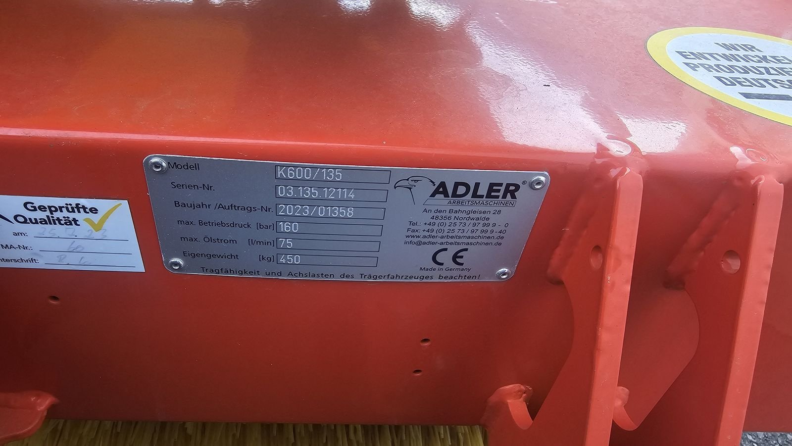 Kehrmaschine des Typs Adler Arbeitsmaschinen K600/135 Kehrmaschine Euro, Vorführmaschine in Ried im Oberinntal (Bild 7)