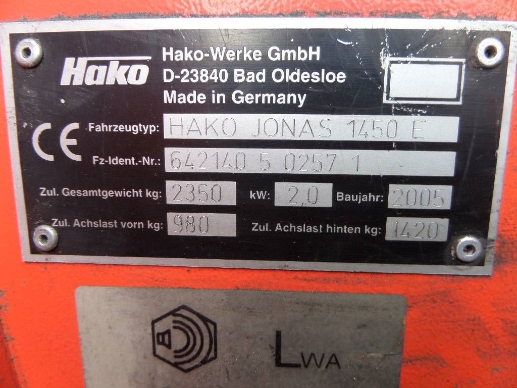 Kehrmaschine typu Hako 1450E, Gebrauchtmaschine v Rucphen (Obrázek 5)