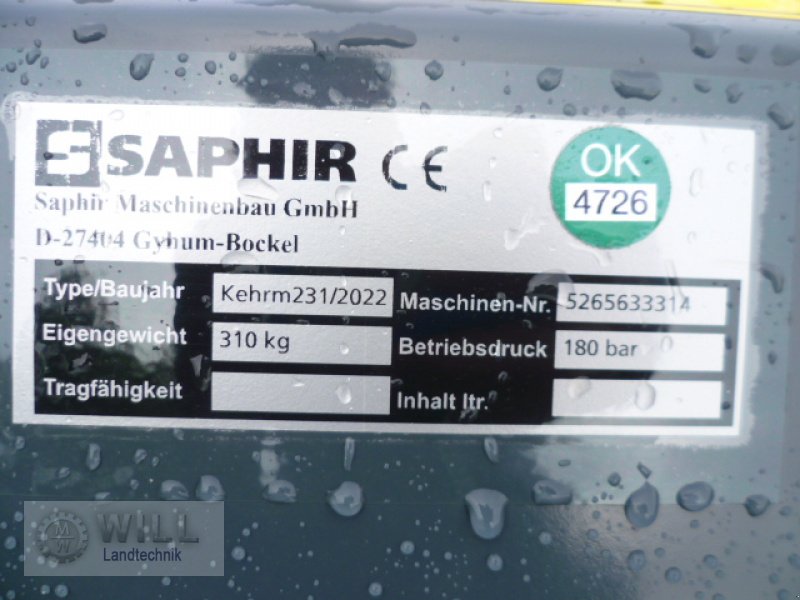 Kehrsaugmaschine typu Saphir GKM 231, Neumaschine w Rudendorf (Zdjęcie 5)
