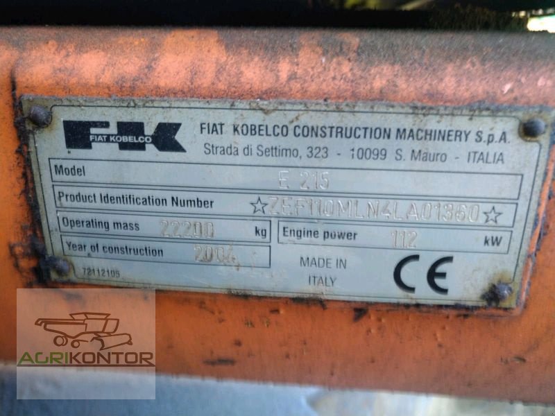 Kettenbagger типа Fiat-Kobelco E 215 Evolution, Gebrauchtmaschine в Liebenwalde (Фотография 19)