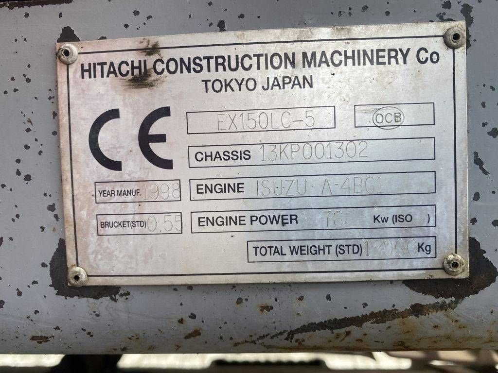 Kettenbagger typu Hitachi EX150LC-5, Gebrauchtmaschine v Roosendaal (Obrázek 9)