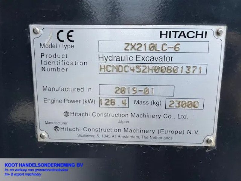 Kettenbagger des Typs Hitachi ZX 210lc-6 Nieuwstaat!! 4500 Uren!, Gebrauchtmaschine in Nieuwerkerk aan den IJssel (Bild 9)