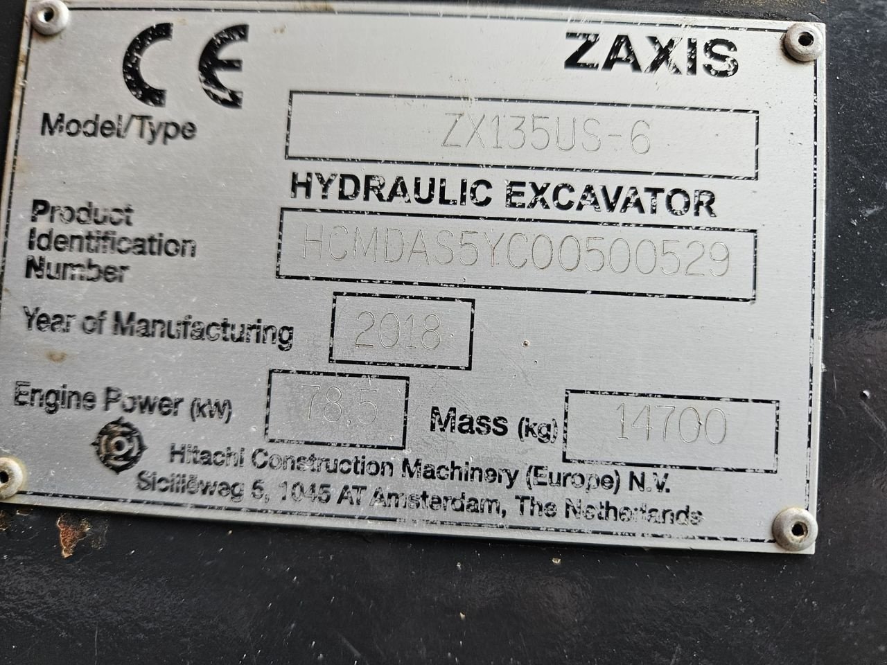Kettenbagger типа Hitachi ZX135US-6, Gebrauchtmaschine в Veldhoven (Фотография 4)