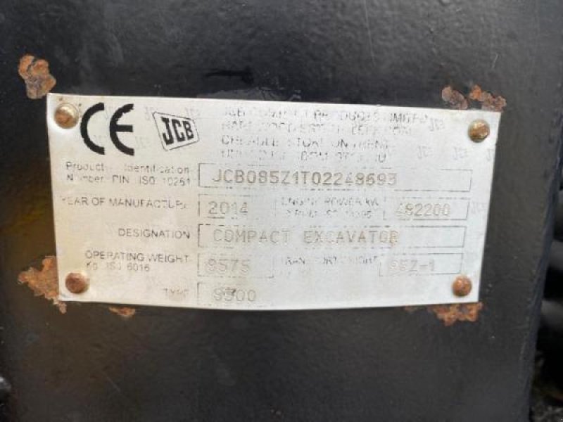 Kettenbagger типа JCB 85Z, Gebrauchtmaschine в Sorée (Фотография 7)