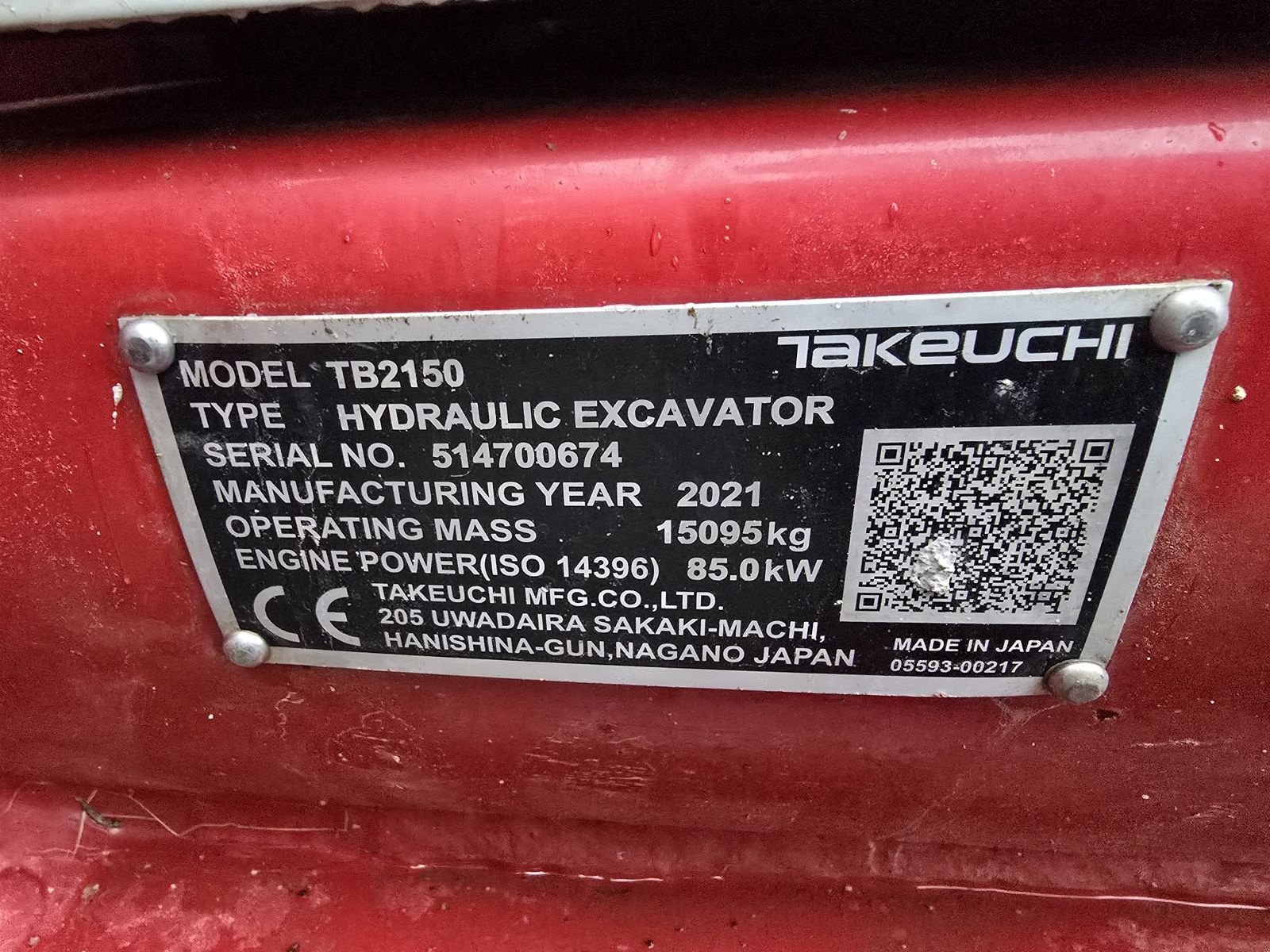 Kettenbagger Türe ait Takeuchi TB2150, Gebrauchtmaschine içinde Gabersdorf (resim 8)