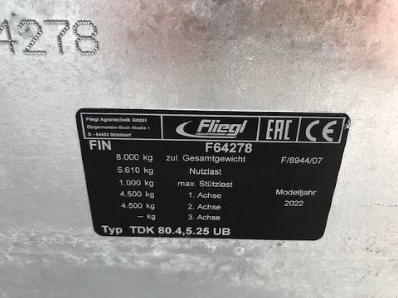 Kipper Türe ait Fliegl Tandem-Dreiseitenkipper TDK 80A-88VR FOX 8to, Neumaschine içinde Tamsweg (resim 13)