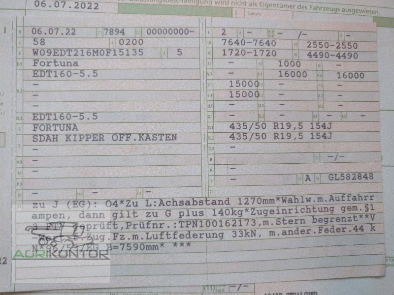 Kipper typu Fortuna EDT 16, Gebrauchtmaschine w Liebenwalde (Zdjęcie 4)