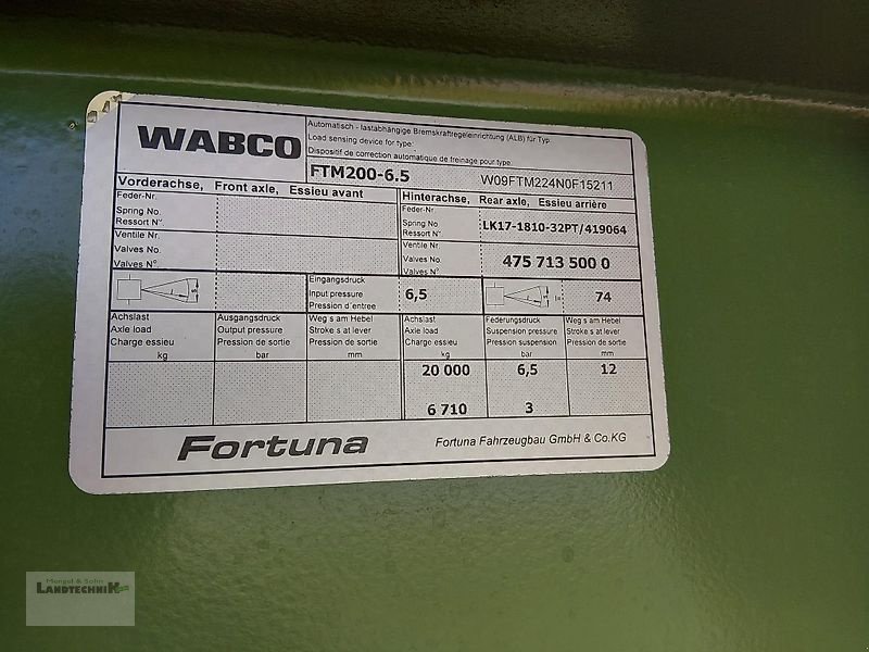 Kipper του τύπου Fortuna FTM200-6,5, Gebrauchtmaschine σε Lütjenwestedt (Φωτογραφία 6)