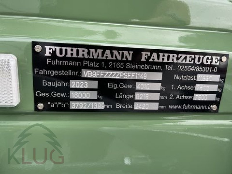 Kipper des Typs Fuhrmann FF 16.000 4,55x2,35 PROFI, Neumaschine in Pirching am Traubenberg (Bild 2)