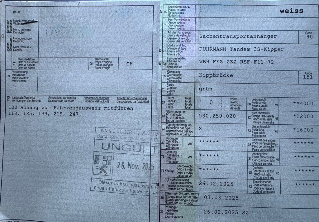 Kipper typu Fuhrmann FF16000, Gebrauchtmaschine v Landquart (Obrázek 11)