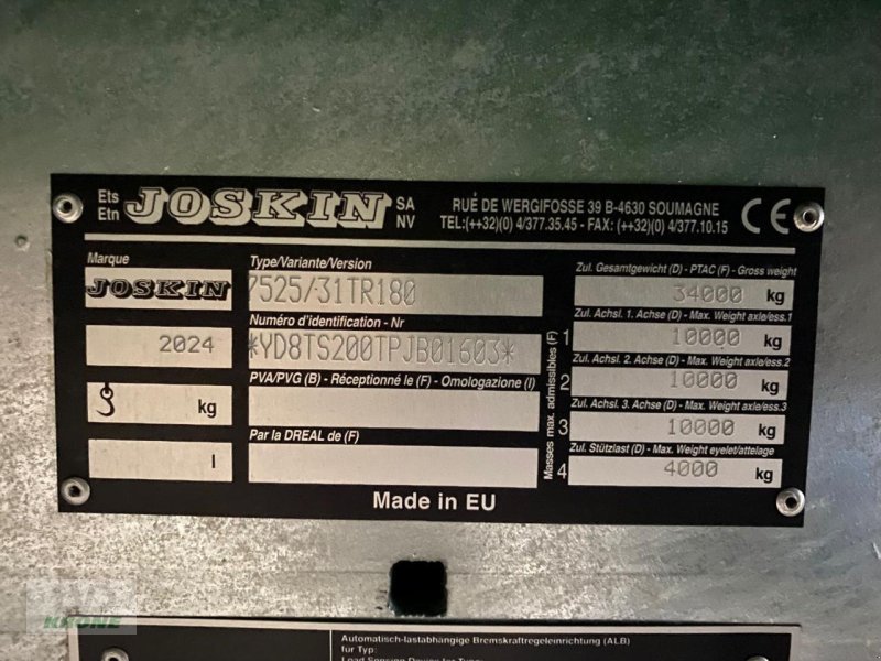 Kipper des Typs Joskin Tetra-SPACE 7525/31TR180, Gebrauchtmaschine in Spelle (Bild 8)