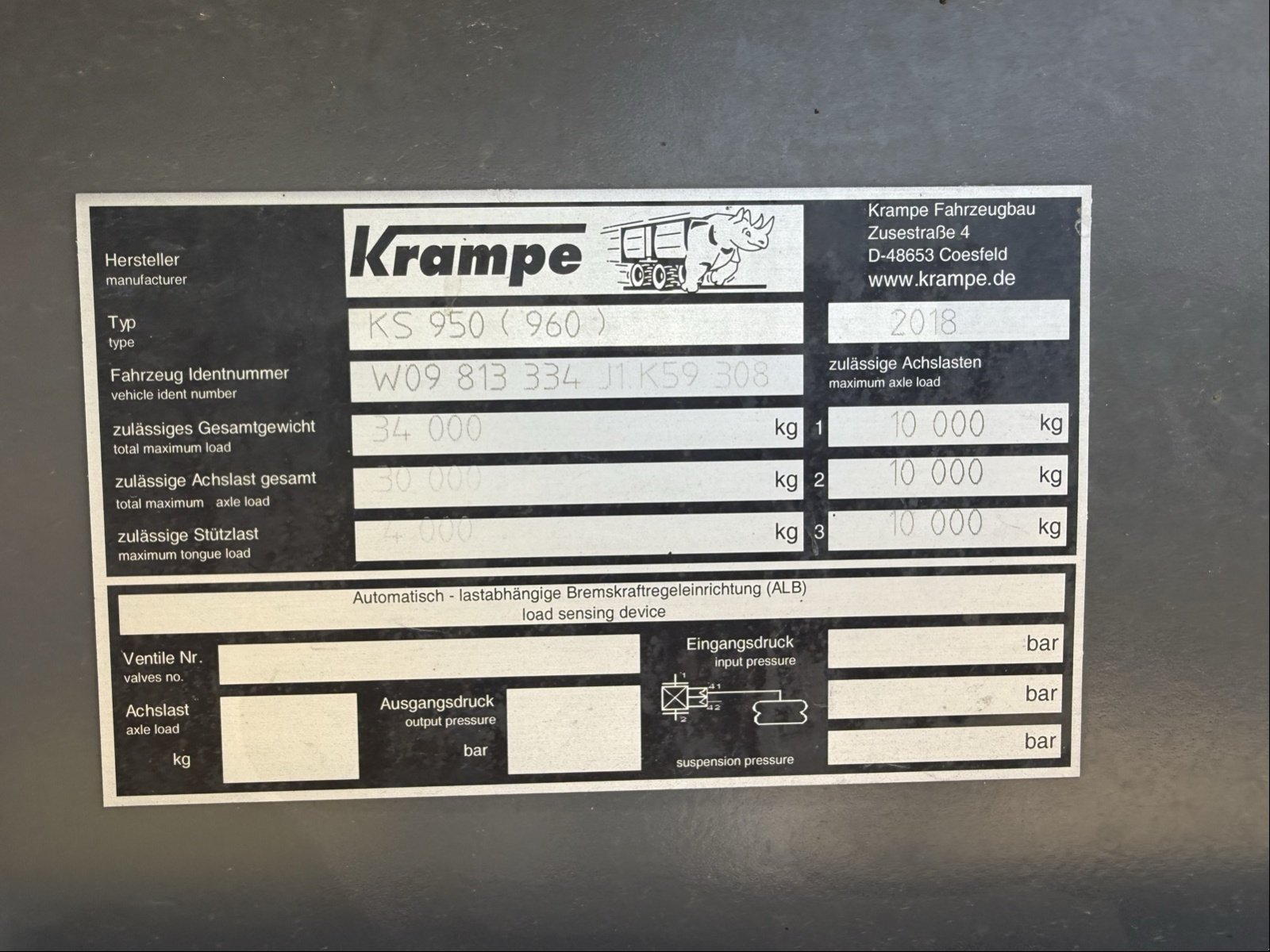 Kipper des Typs Krampe ALU Kippsattel KS 950 Roadrunn, Gebrauchtmaschine in Bützow (Bild 4)