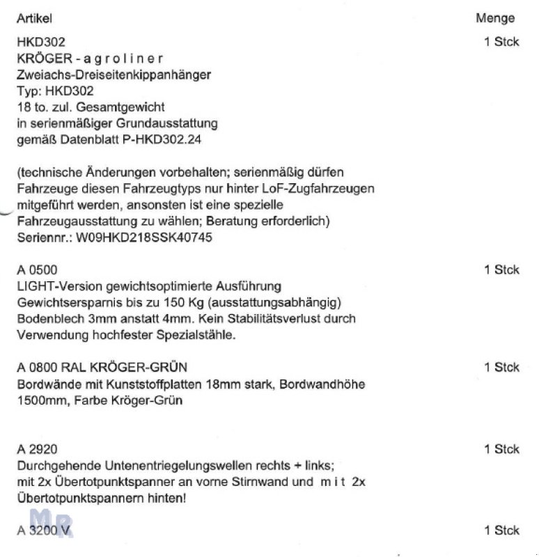 Kipper des Typs Kröger 18to 3 Schieber mit Kunststoffbordwand Interne Nr. 40745, Gebrauchtmaschine in Greven (Bild 11)